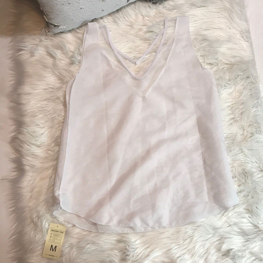 White sheer tank top